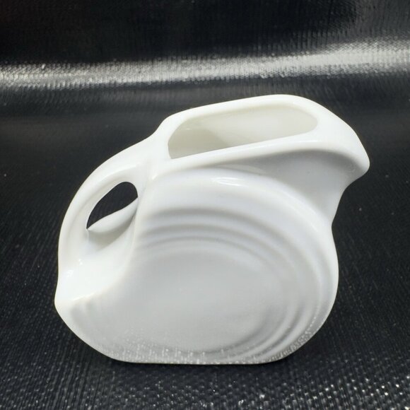 Fiestaware White Mini Disc Pitcher Fiesta Small Jug 5 oz Creamer 1980s Vintage - Picture 1 of 10